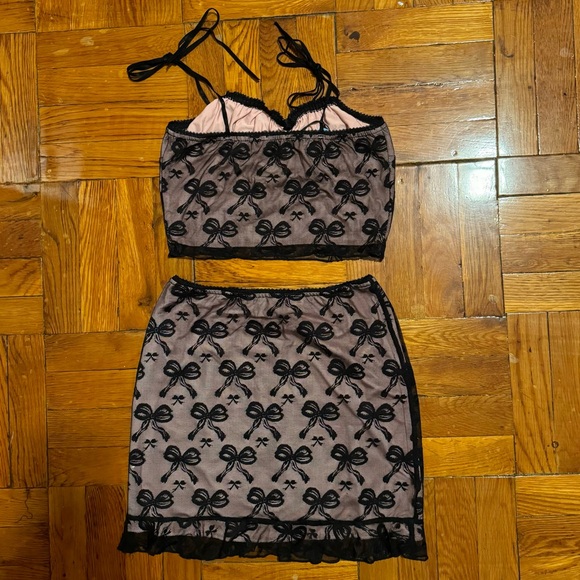 Cider Bow Lace Crop Tank + Skirt Set - Picture 3 of 3